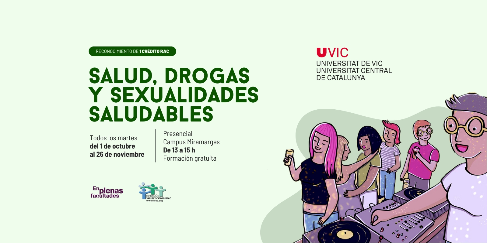 Nueva edición del curso EPF: «Salud, Drogas y Sexualidades Saludables» en la Universidad de Vic